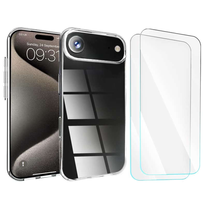 Entronix - iPhone 17 Air Bundle - Case & 2 Tempered Glass Screen Protectors - Clear