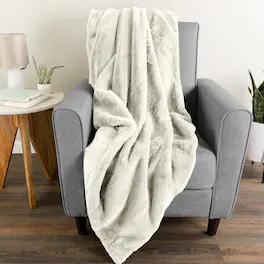Lavish Home - Faux Fur Throw Blanket for Couch, 50” x 60” - Cream