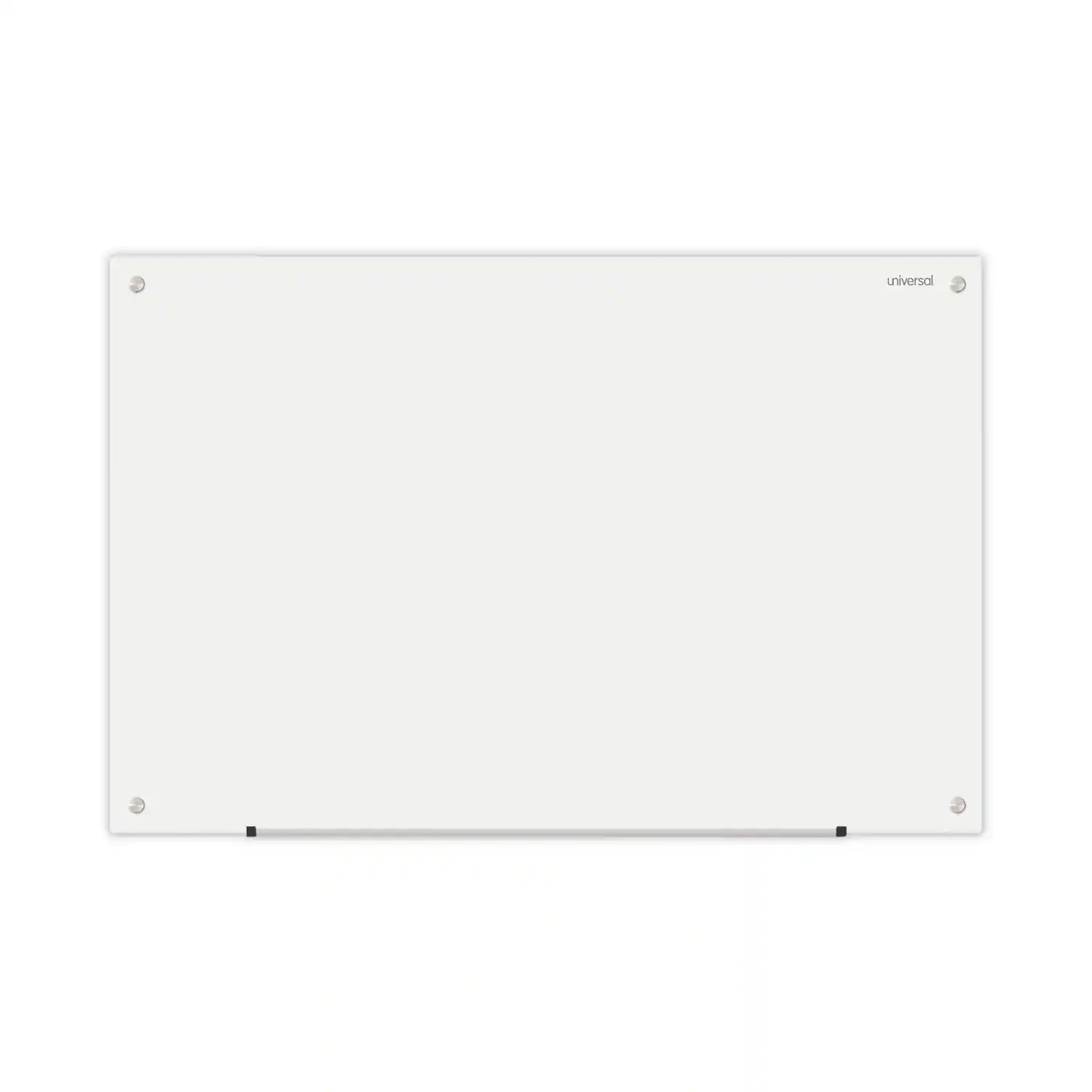 Front. Universal - Frameless Glass Marker Board, 36" x 24", White Surface.