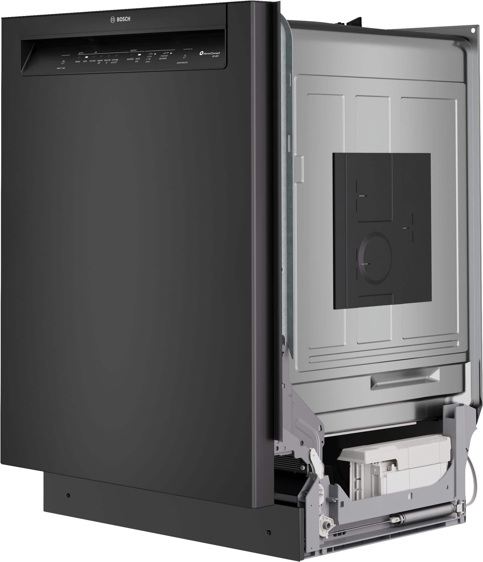 Angle. Bosch - 300 Series 24" Front Control Smart Built-In Stainless Steel Tub Dishwasher with 3rd Rack and PrecisionWash, 48 dBA - Black.