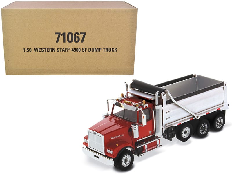 Western Star 4900 SF Dump Truck 1/50 Diecast Model by Diecast Masters - Red and Silver