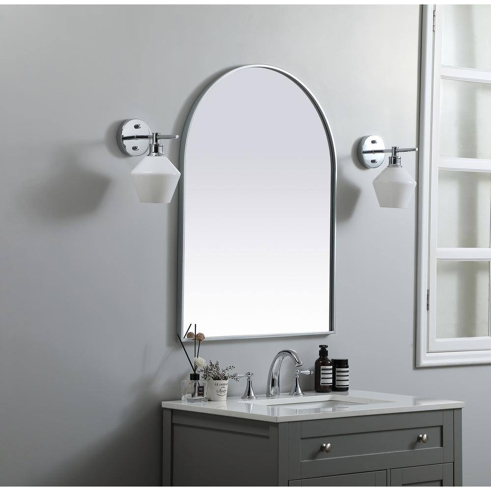 Alt View 4. Elegant Decor - Metal Frame Arch Mirror 27x36 Inch in Silver - Silver.