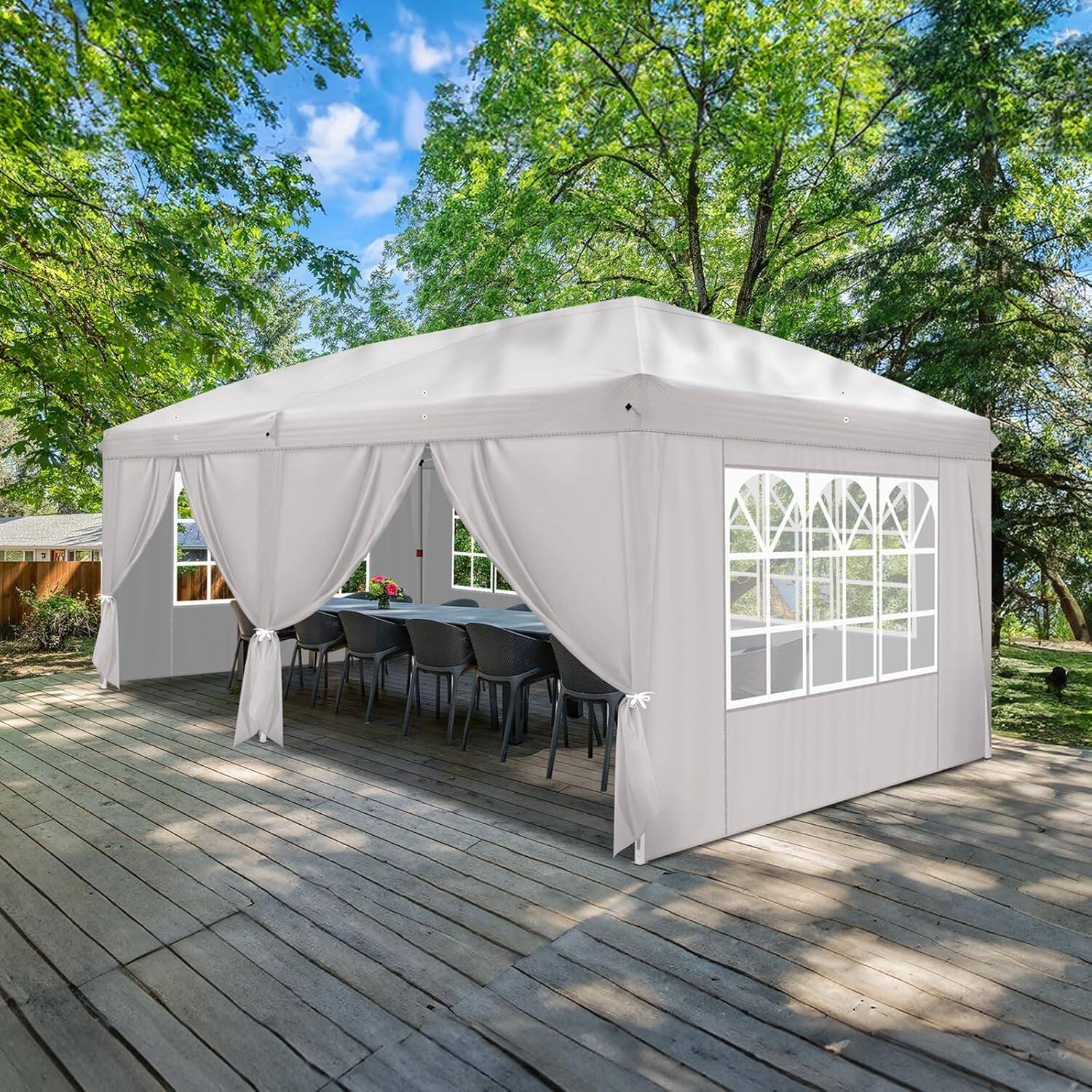 Left. Winado - 10x20ft Pop Up Canopy Tent, Outdoor Instant Shelter Folding Canopy with 6 Side Walls and Carry Bag for Commercial Events.