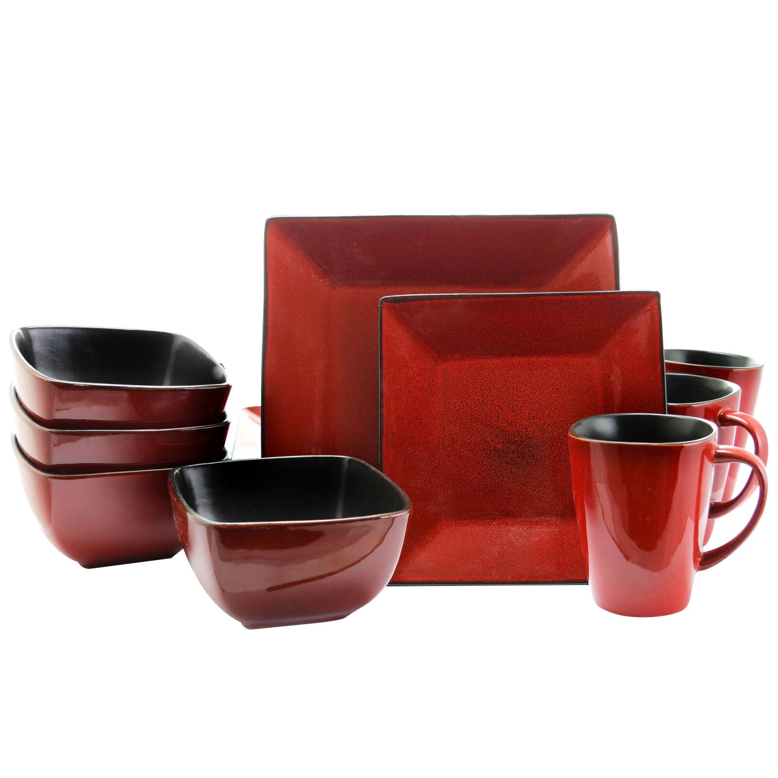 Alt View 5. Elama - Elama Harland Loft 16 Piece Modern Premium Stoneware set with Complete Setting for 4 - Red.