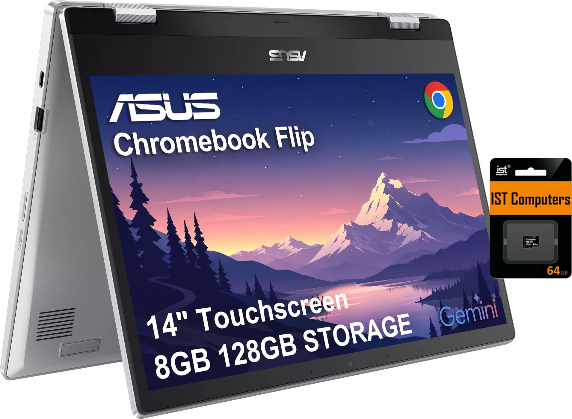 ASUS - Chromebook Flip CX1 14'' FHD 2-in-1 Touchscreen Laptop - Intel Celeron N4500 - 8GB RAM - 128GB Storage - 64GB SD Card - Transparent Silver price history on PriceWatchPro