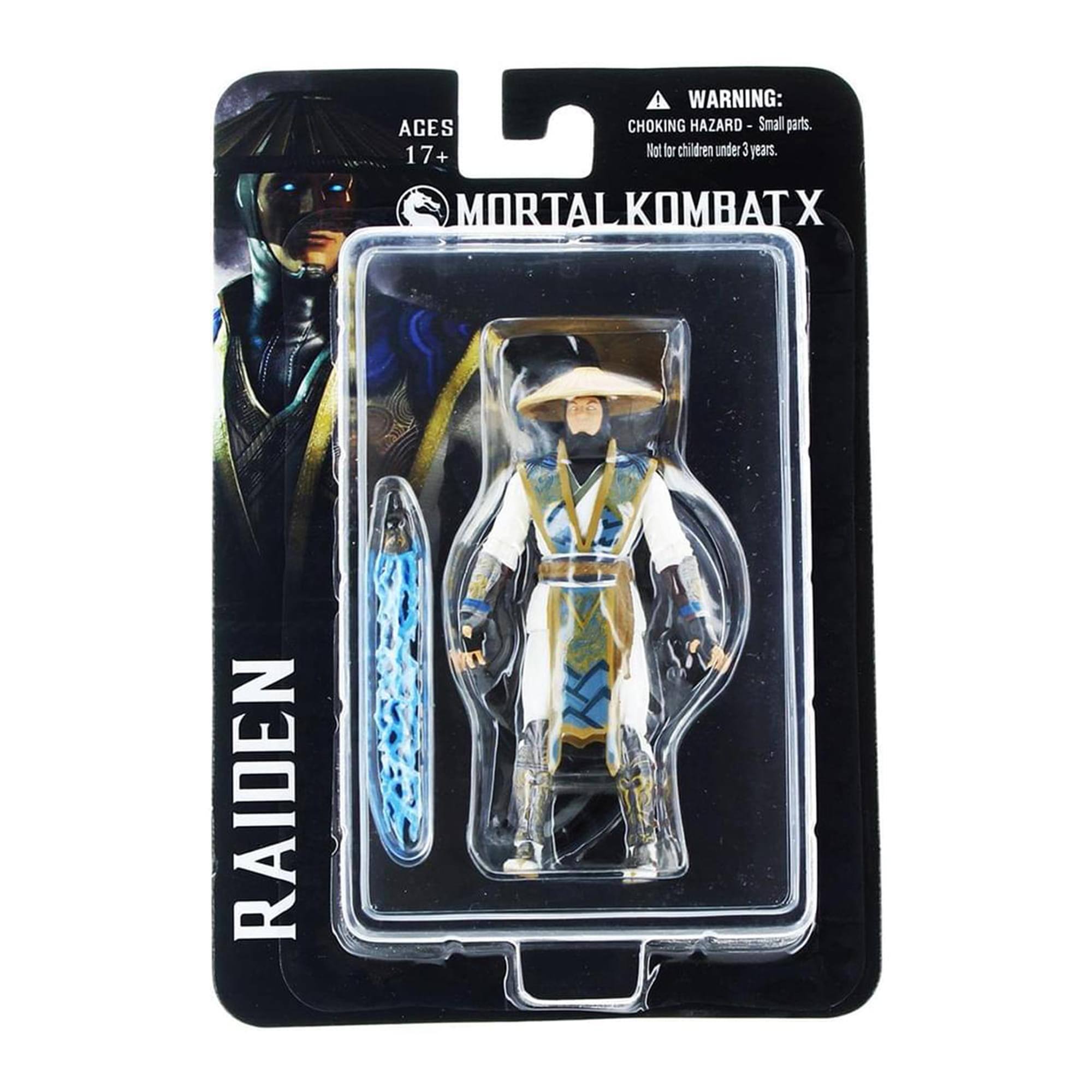 WARNING: AGES CHOKING HAZARD - Small parts. 17+ Not for children under 3 years. MORTAL KOMBAT X RAIDEN