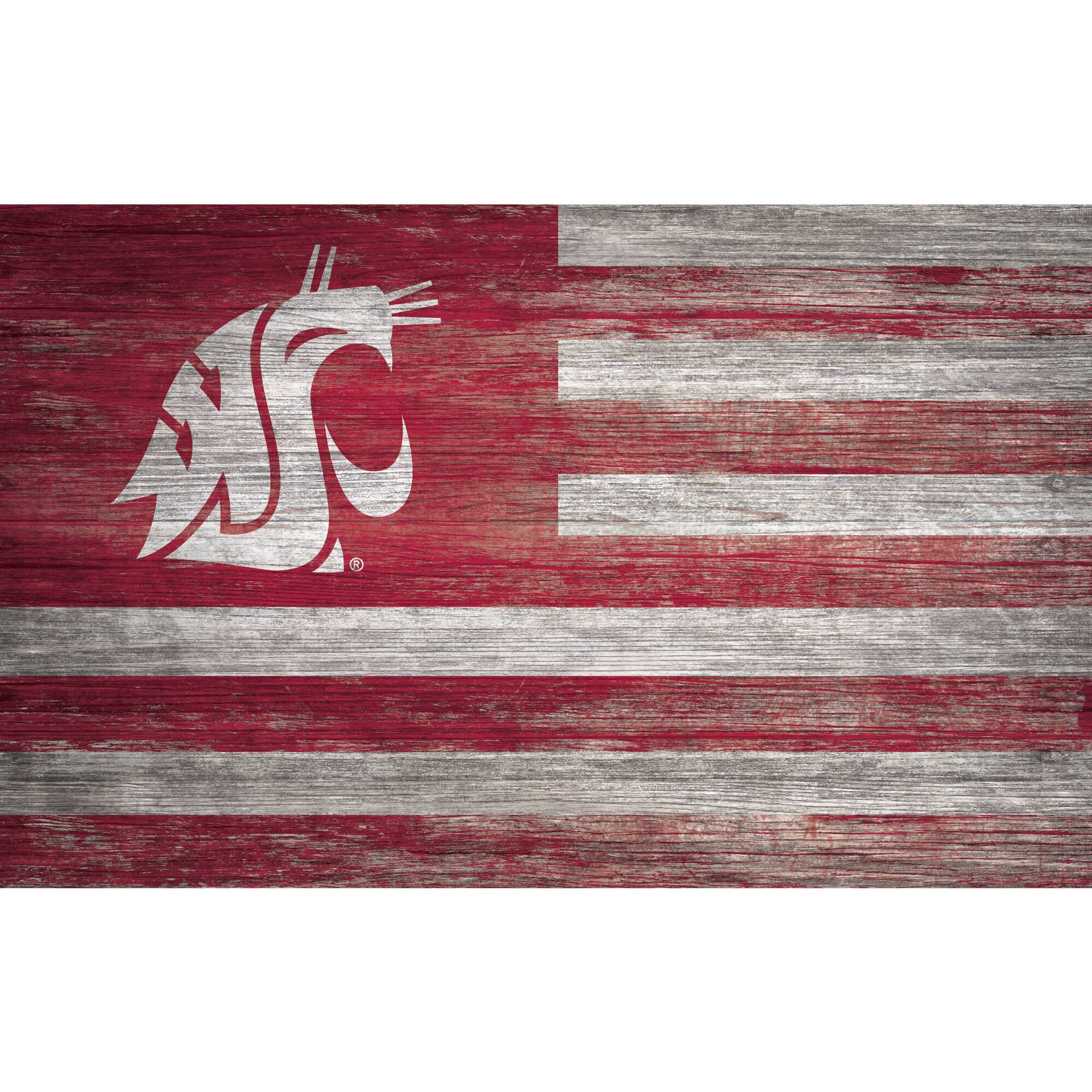 Washington State Cougars 11'' x 19'' Distressed Flag Sign