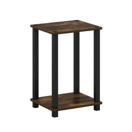 FurniFact - Small Amber Pine and Black End Table with Sleek Design - Amber Pine/Black