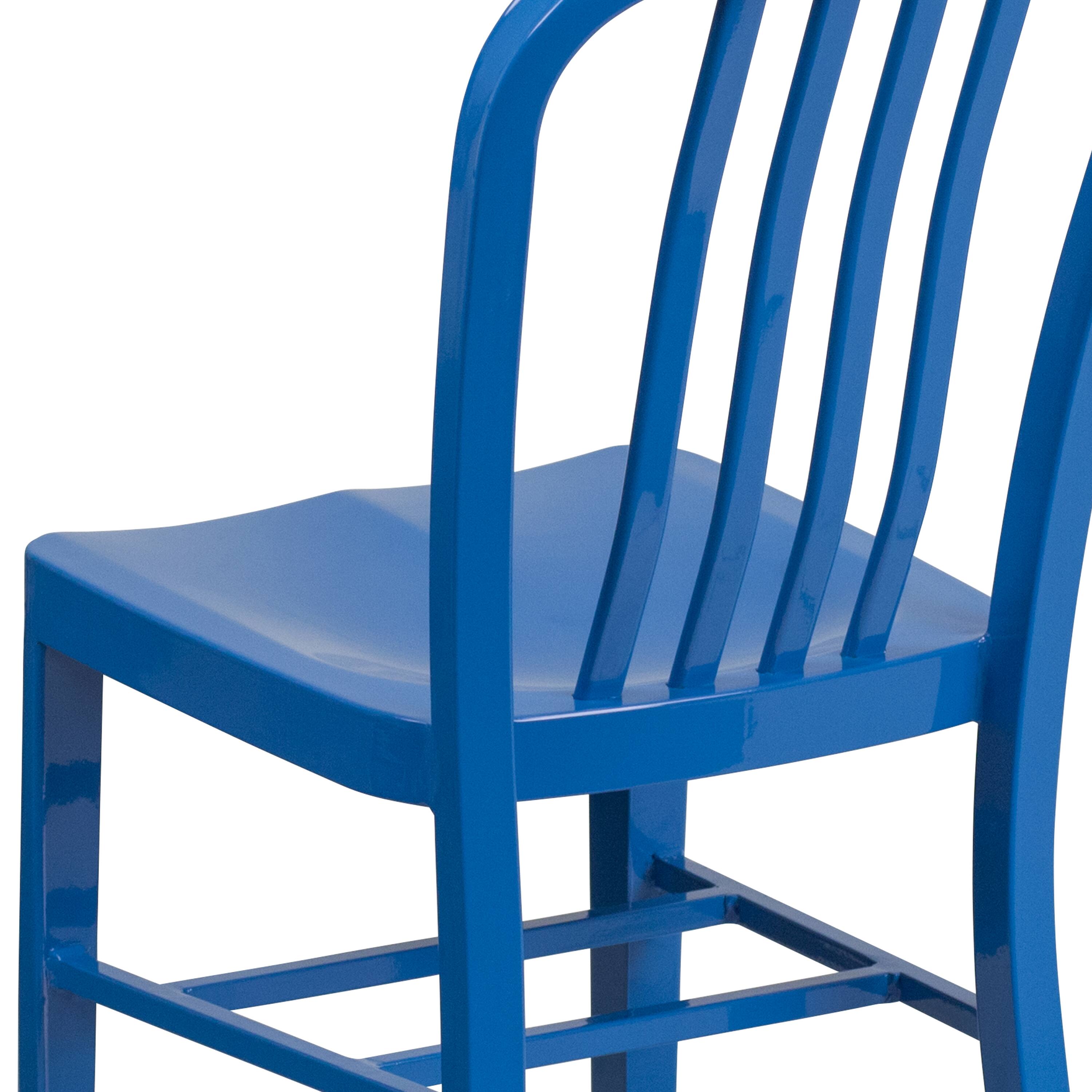Alt View 8. Emma + Oliver - Commercial Grade Colorful Metal Indoor-Outdoor Chair - Blue.