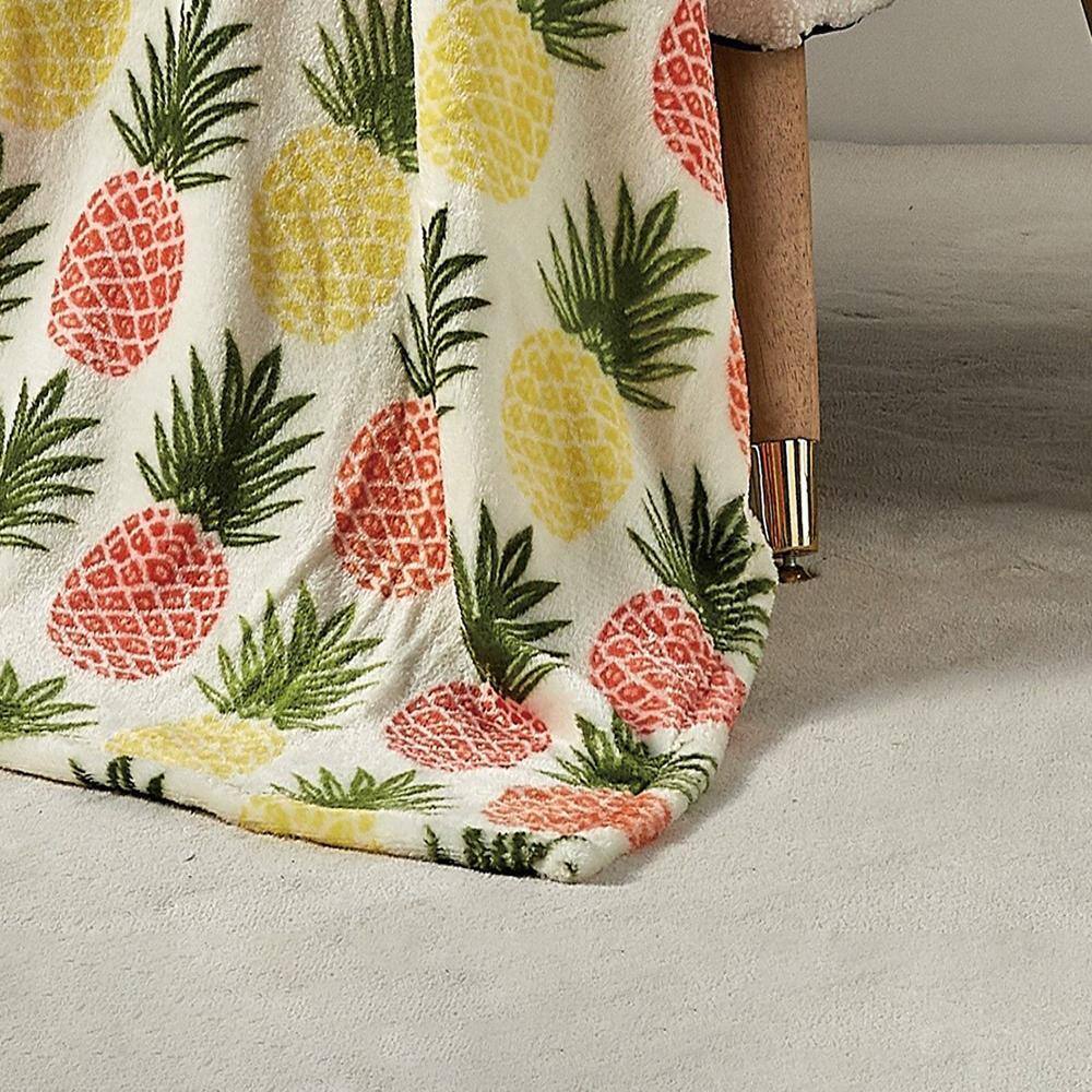Alt View 1. Noble House - Natural Pineapple Micro Plush All Season Throw 50" x 70" Multicolor by Plazatex - Multicolor.
