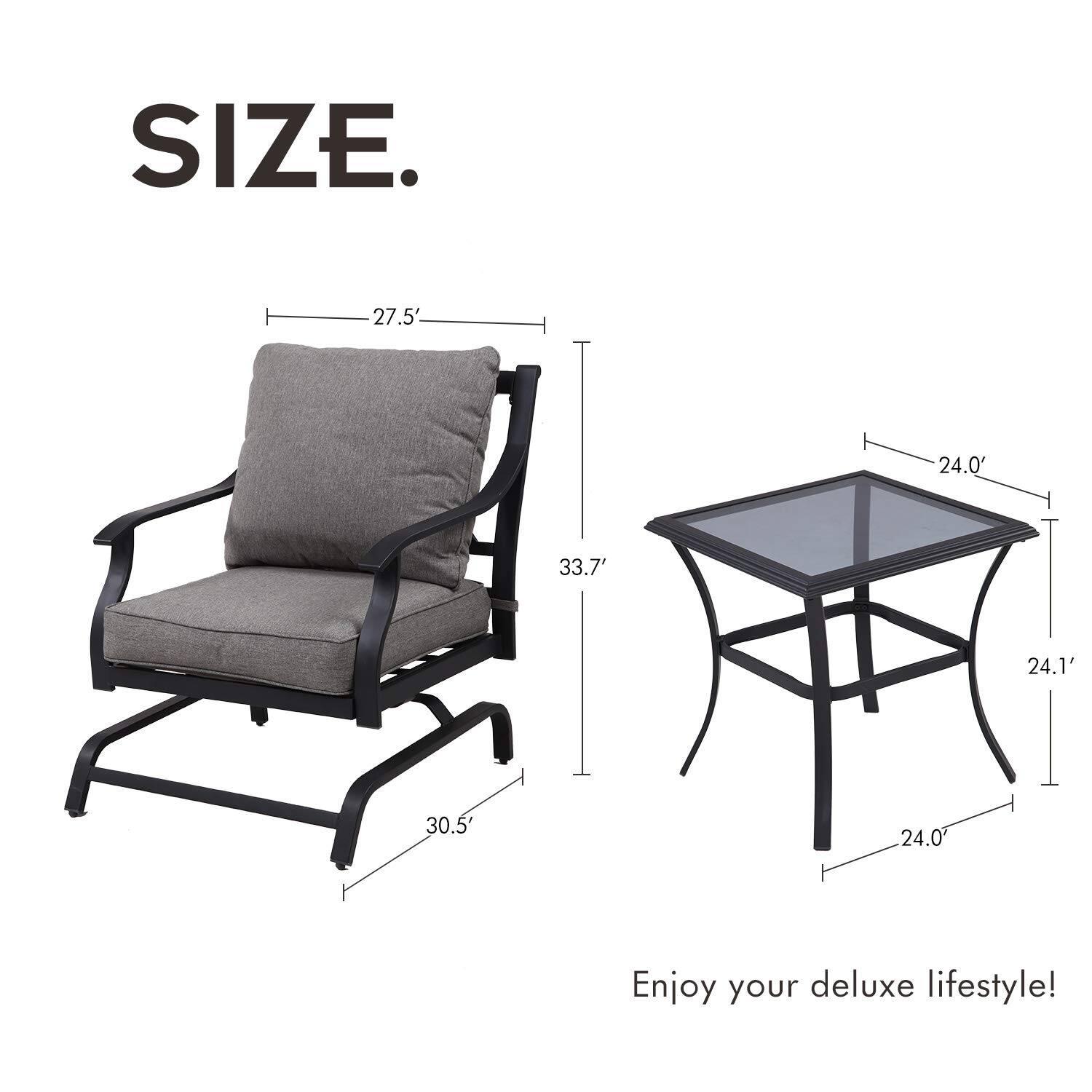 SIZE.  
27.5' 24.0' 33.7' 24.1' 30.5' 24.0'  
Enjoy your deluxe lifestyle!