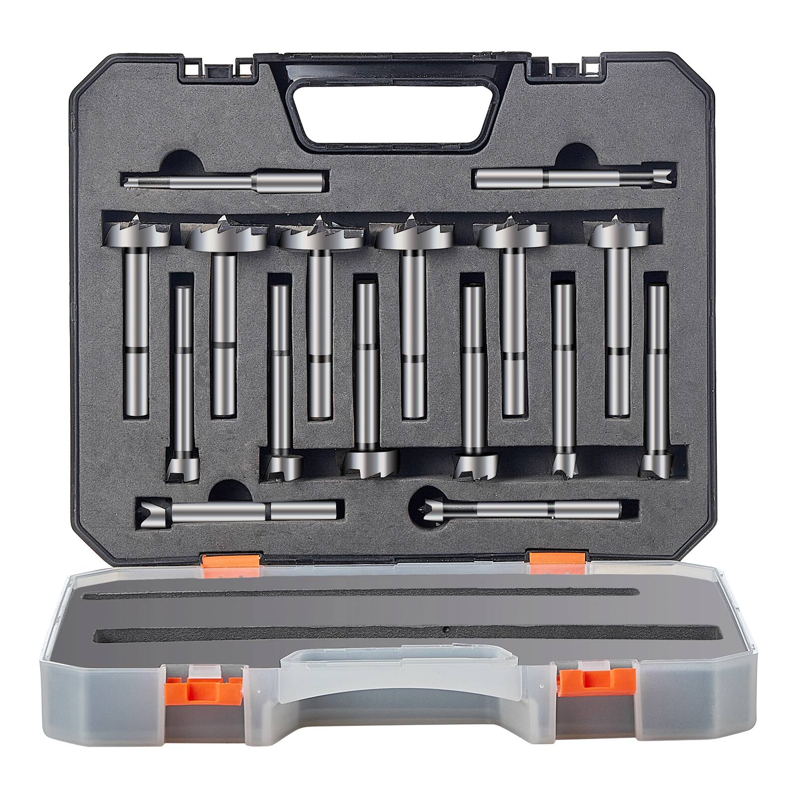 Alt View 5. VEVOR - Forstner Bit Set, 16 Pcs Forstner Drill Bits Set, 1/4" to 1-5/8", Carbon Steel, with Universal Round Shank - Metallic.