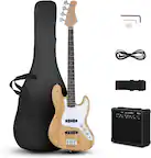 Front. Winado - 4 String Electric Bass Guitar, Beginner Electric Bass Guitars Kit with Gig Bag, Shoulder Strap & Cable, Accessories.