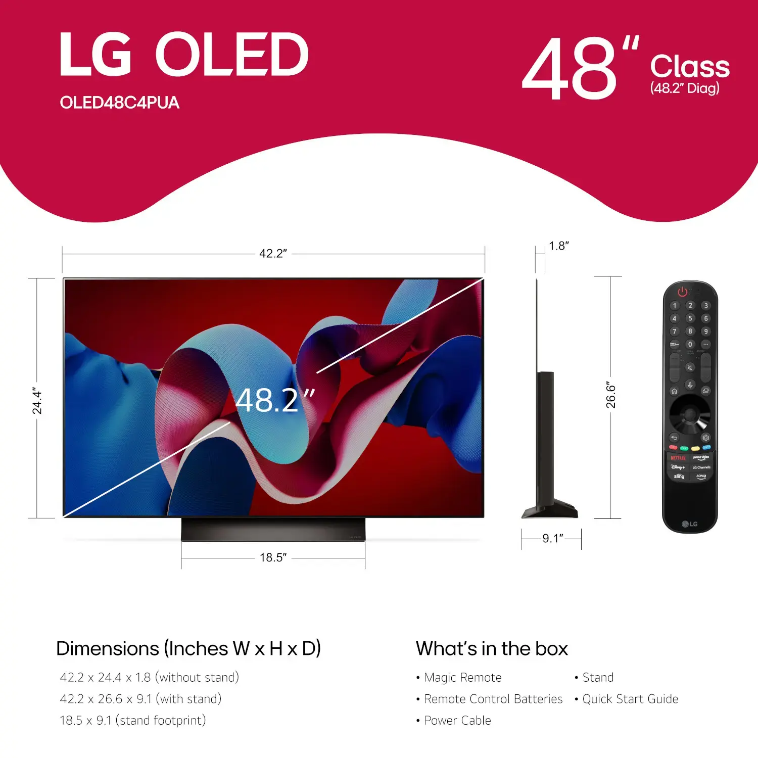LG 48" Class C4 Series OLED evo 4K UHD Smart webOS TV (2024) OLED48C4PUA Open Box Best Buy