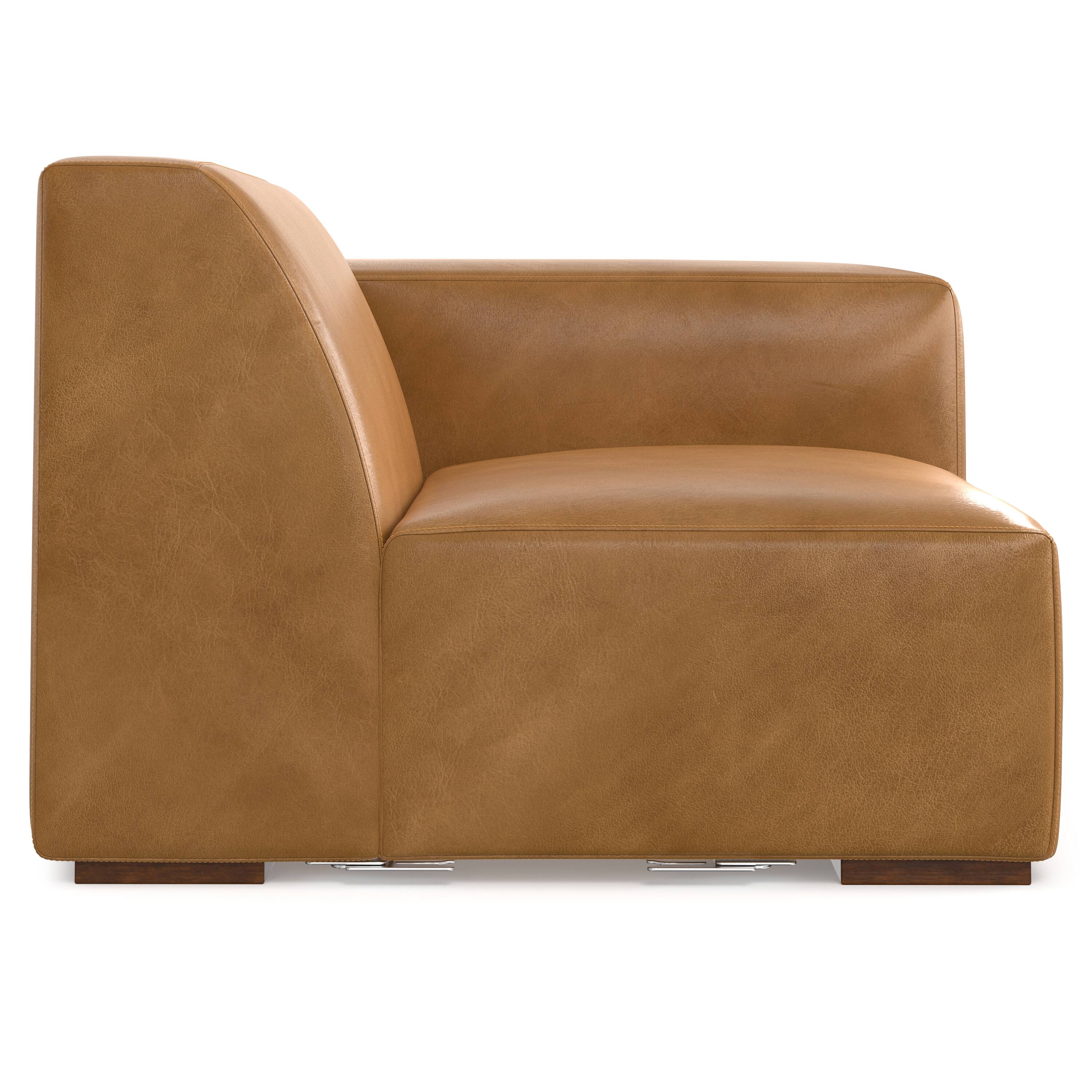 Alt View 2. Simpli Home - Rex Right-Arm Sofa Module in Genuine Leather - Sienna.