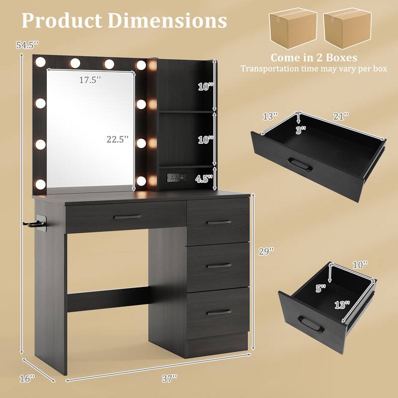 Product Dimensions: 54.5" x 22.5" x 17.5" x 10" x 10" x 13" x 4.5" x 29" x 10" x 5" x 13" x 16" x 37"  
Come in 2 Boxes  
Transportation time may vary per box