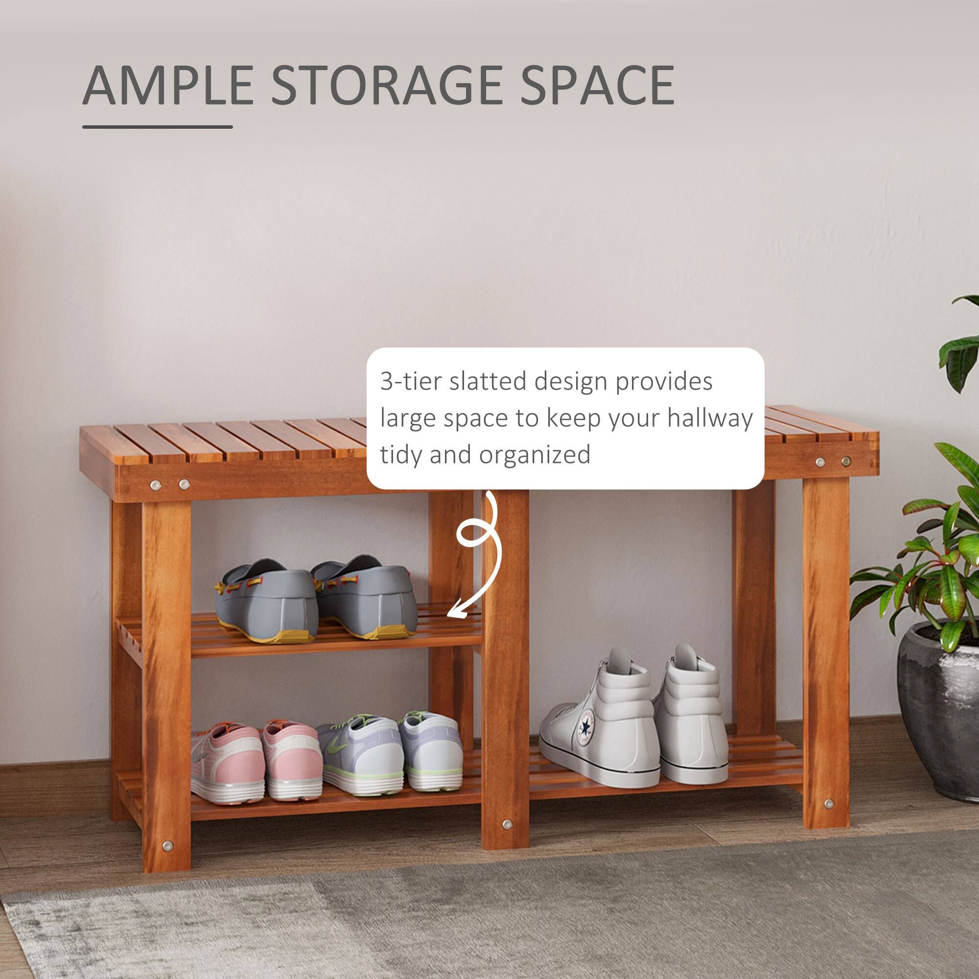 AMPLE STORAGE SPACE

3-tier slatted design provides large space to keep your hallway tidy and organized