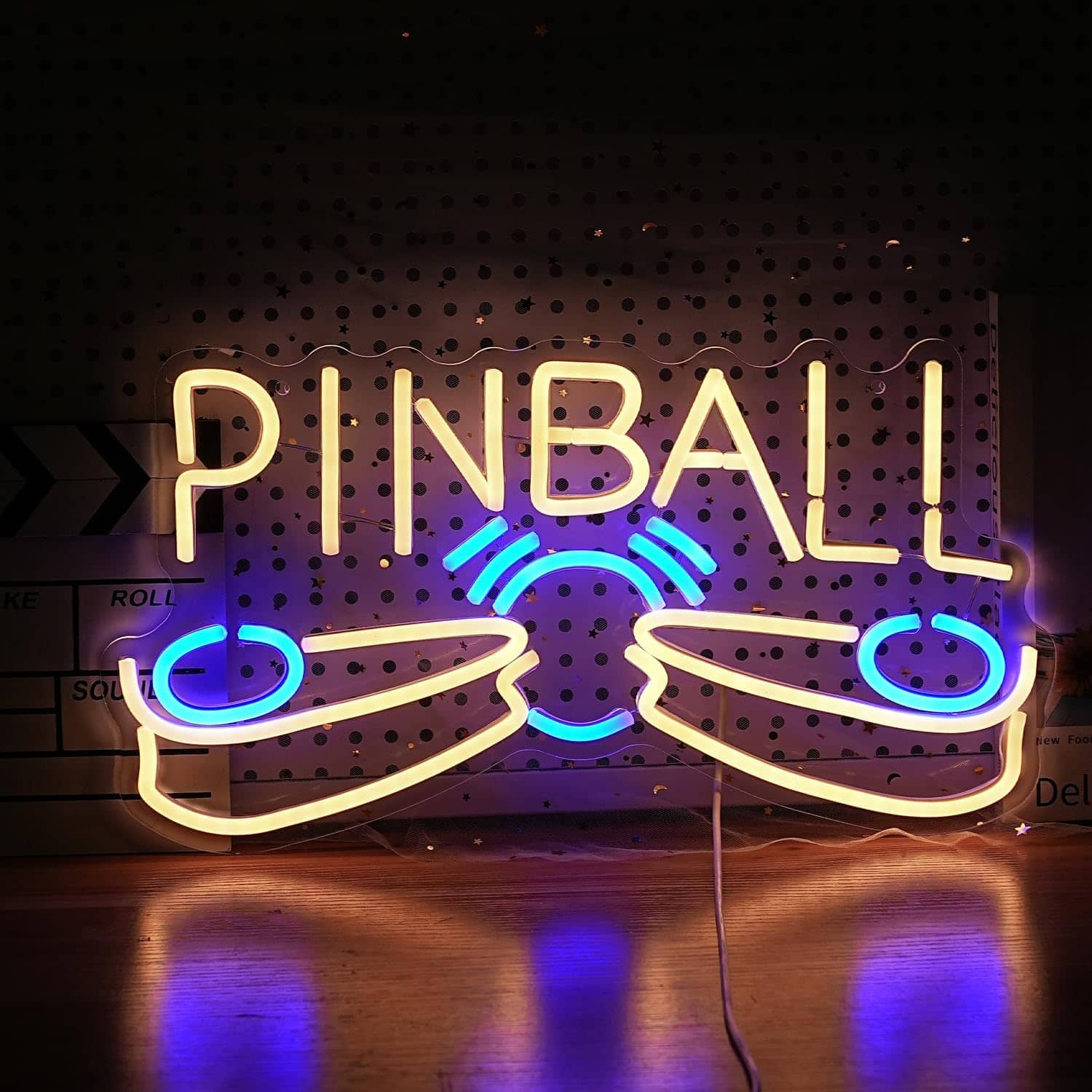 Auledio - Pinball Neon Sign USB Powered Pinball Neon Light for Wall Decor Dimmable LED Pinball Light Up Sign for Game Room Club - Multicolor