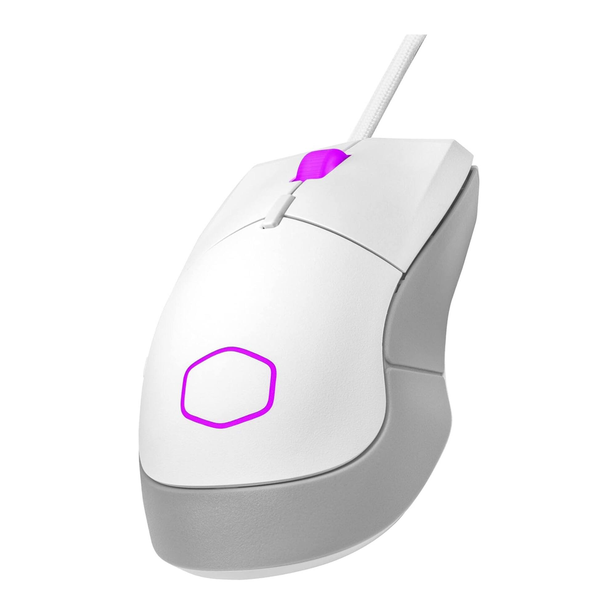 Left. Cooler Master - Cooler Master MM310 Gaming Mouse White - 12000 dpi - USB Type A - 6 Button(s) - RGB Scroll Wheel - Ambidextrous Design - White.