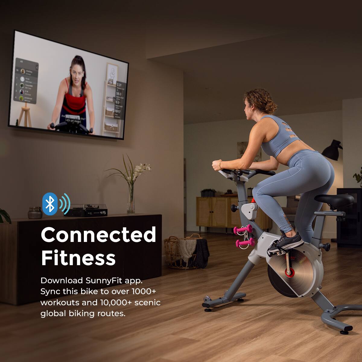 Connected Fitness
Download SunnyFit app. Sync this bike to over 1000+ workouts and 10,000+ scenic global biking routes.