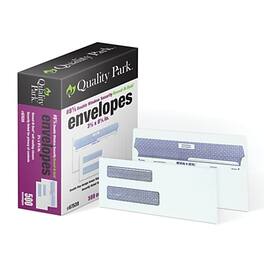 Quality Park - Reveal N-Seal Security Tinted #8 Double Window Envelopes, 3 5/8" x 8 5/8" Wove, 500/Box - White