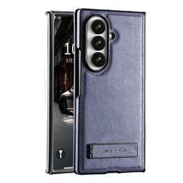 Dteck - Shockproof Case for Samsung Galaxy Z Fold8 Ultra with Adjustable Kickstand, Leather Texture Rigid PC Protective Cover - Darkblue