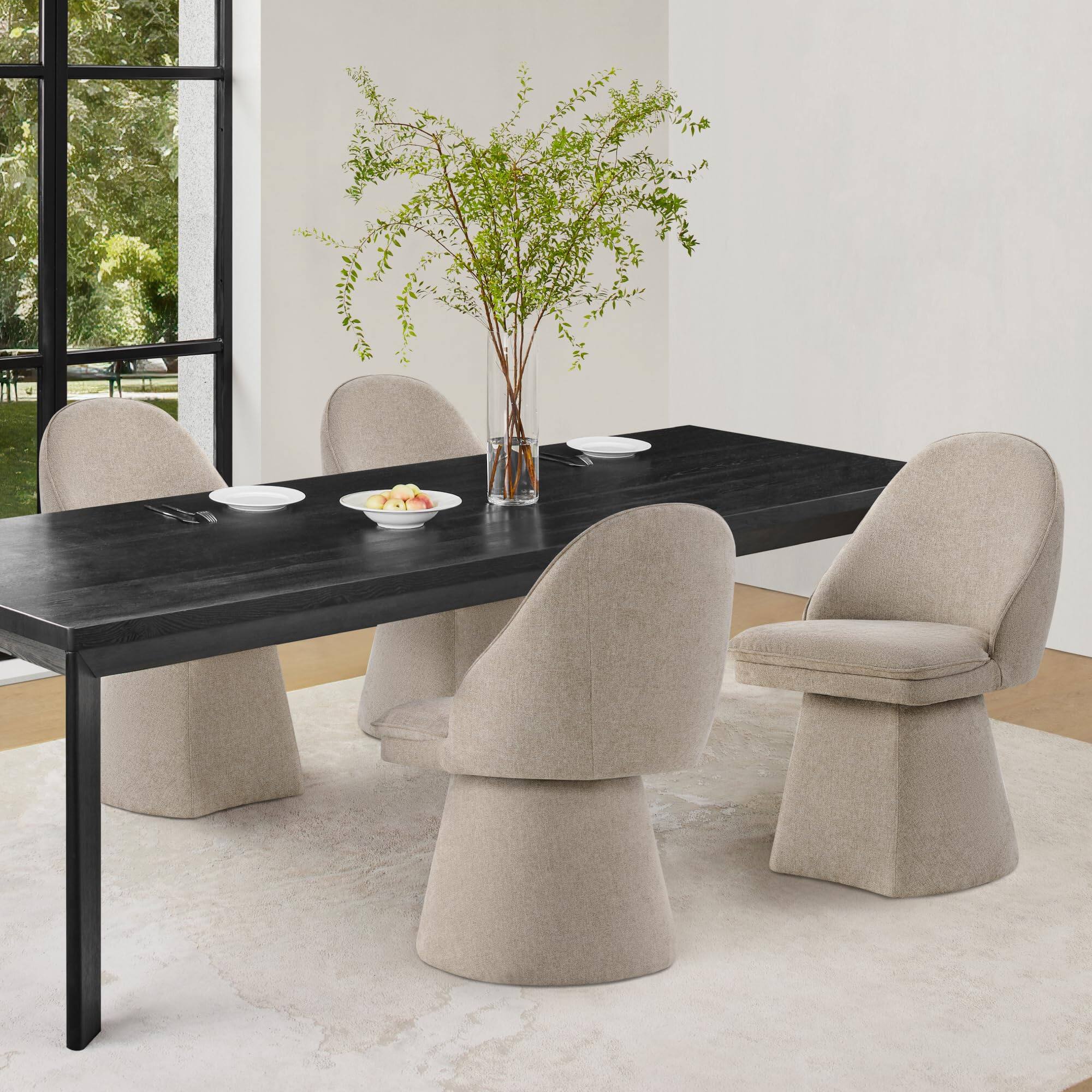 Alt View 6. JETRANSPORT - Swivel Dining Chairs Modern Desk Chair Upholstered Linen Fabric Side For Kitchen Room Bedroom Khaki 1 Box 【... - Moss Green Set of 1.