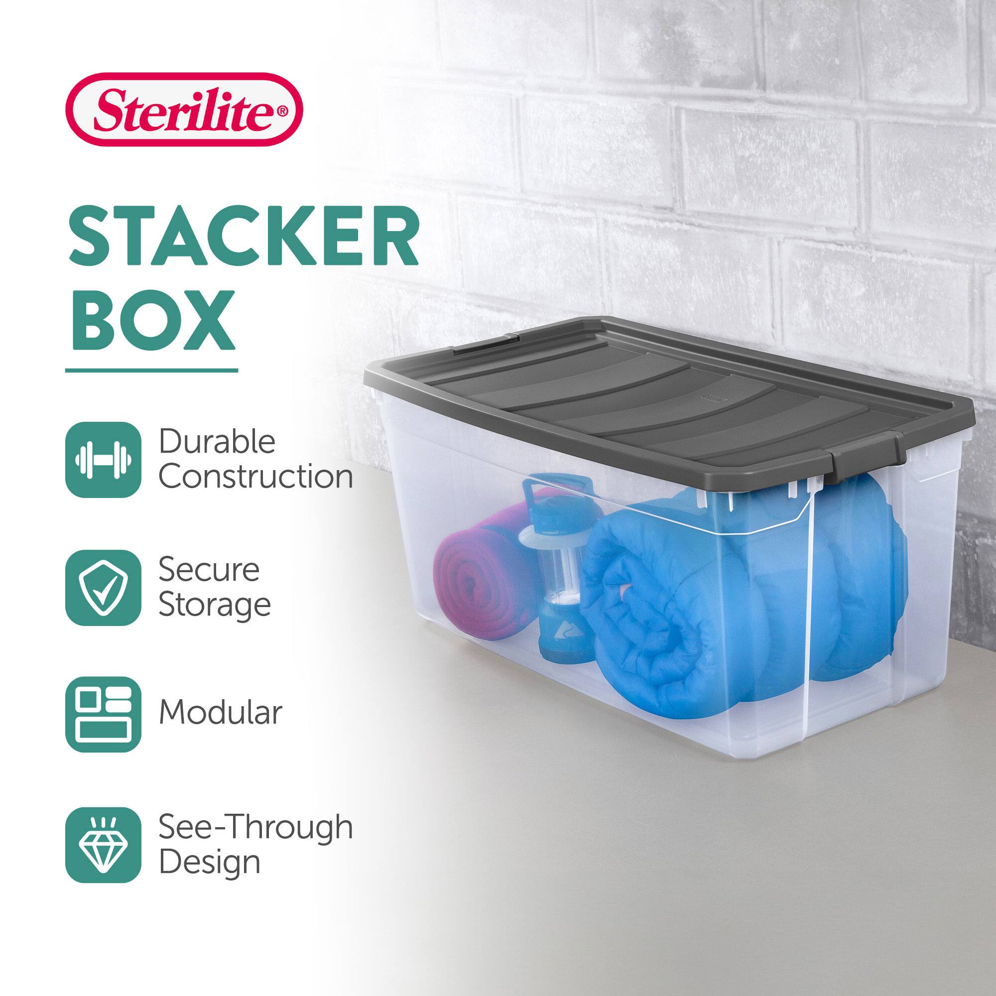 Sterilite®  
STACKER BOX  

- Durable Construction  
- Secure Storage  
- Modular  
- See-Through Design