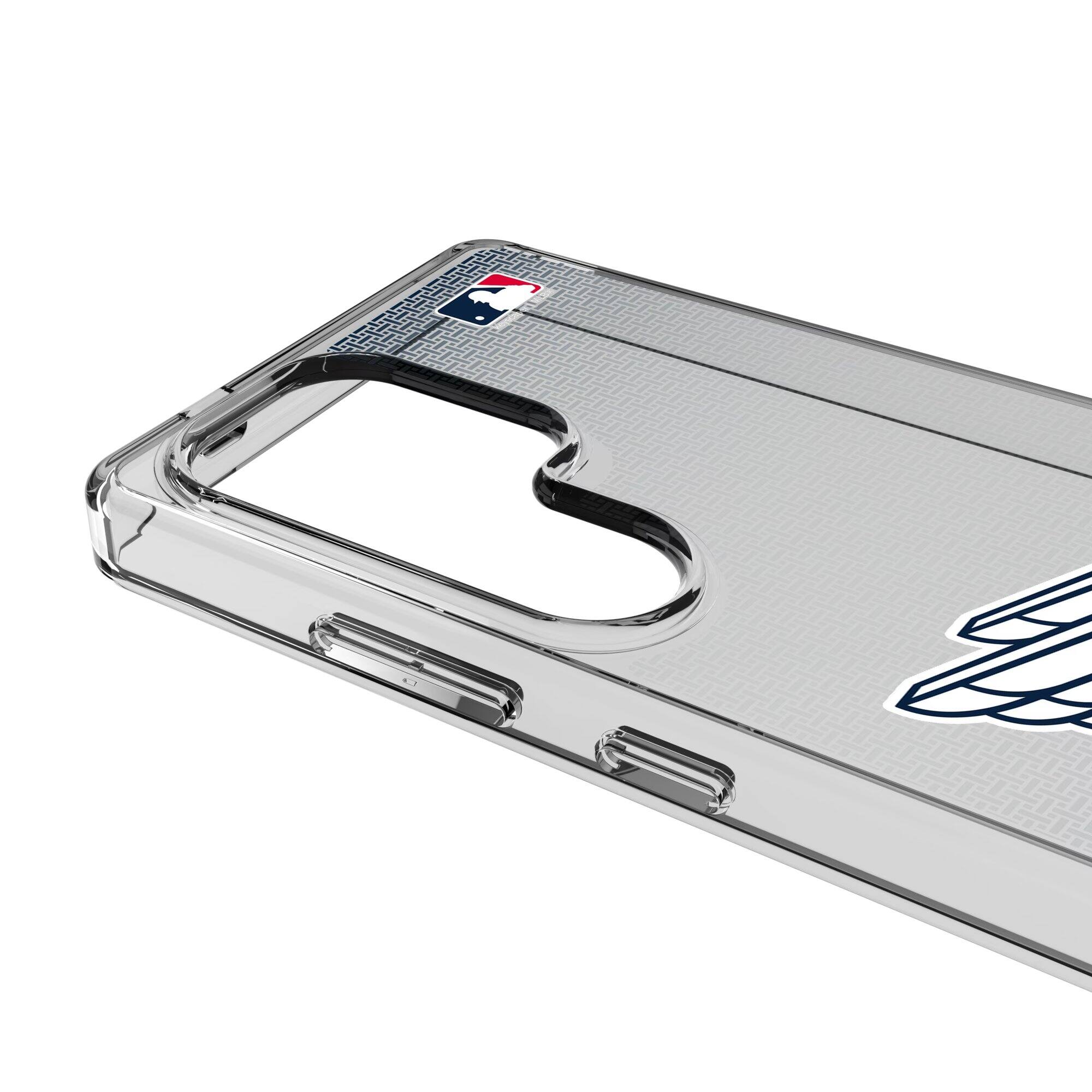 Alt View 2. Keyscaper - Cleveland Guardians Linen Logo Galaxy Clear Case - S24 Plus - Multicolor.