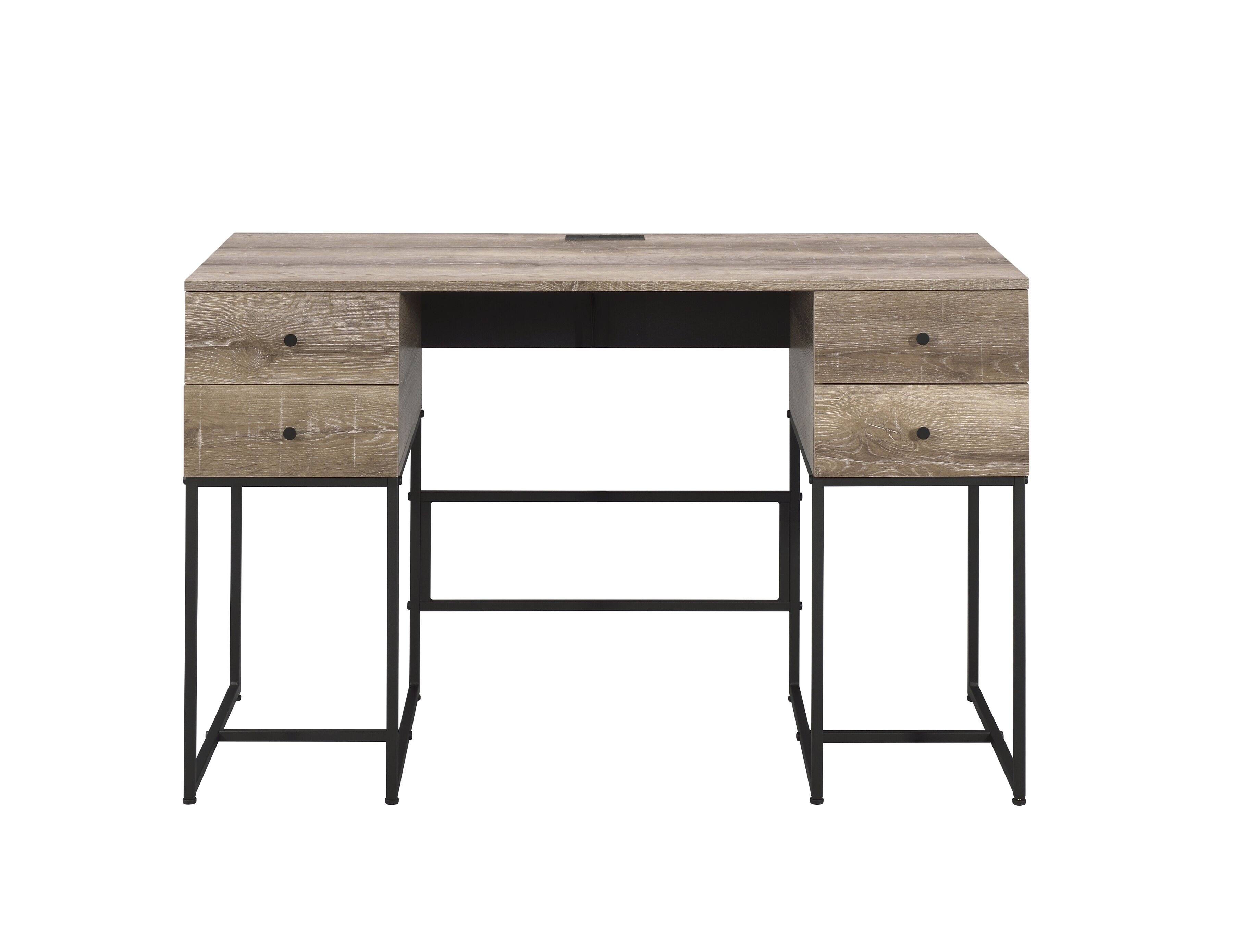 Alt View 1. APRILSOUL - Desirre Rustic Oak and Black Finish Wirting Desk with USB Port - Oak.