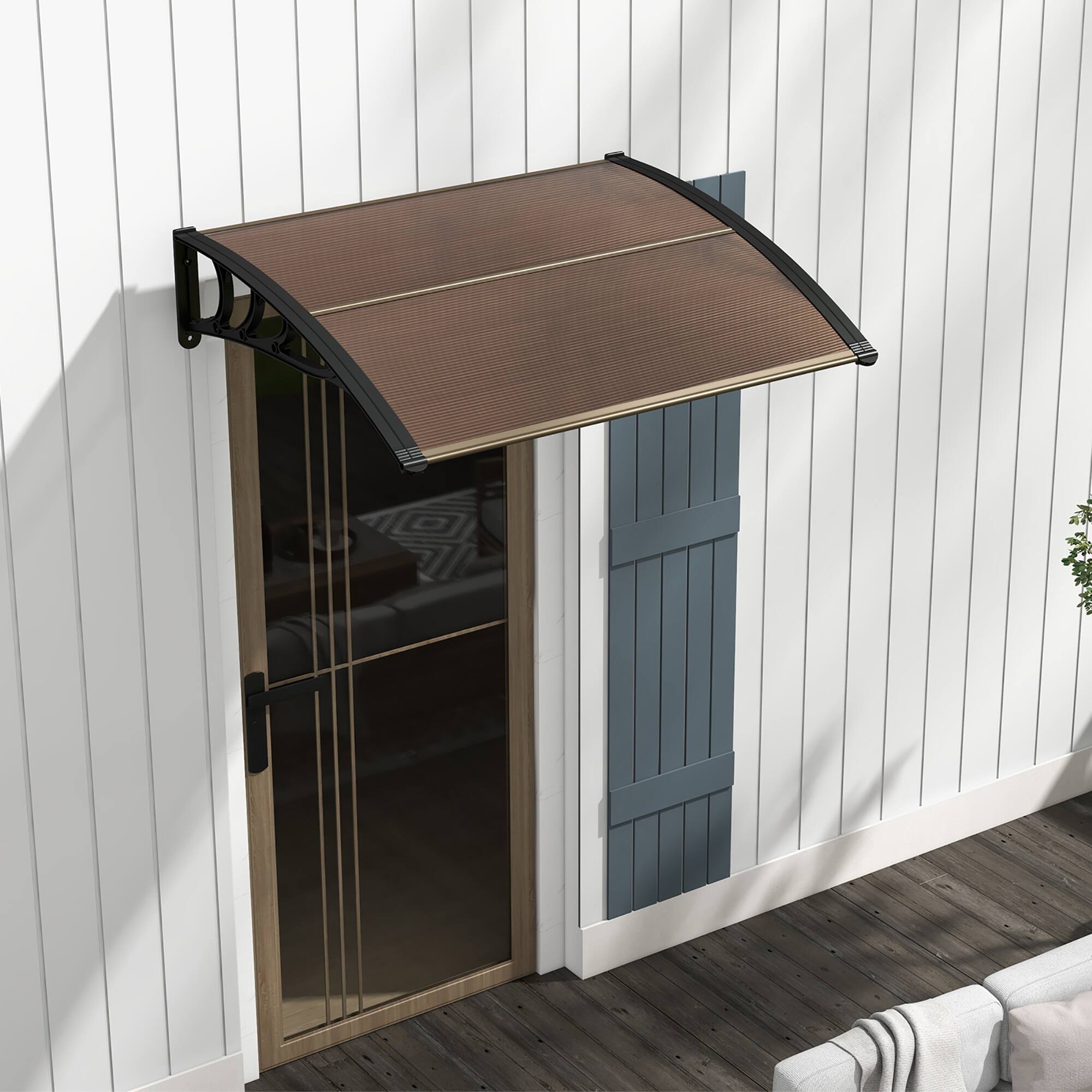 Alt View 3. Gymax - Gymax 48'' x 40'' Patio Awning Canopy Outdoor Window Door Overhang Rain Snow Protection - Coffee.