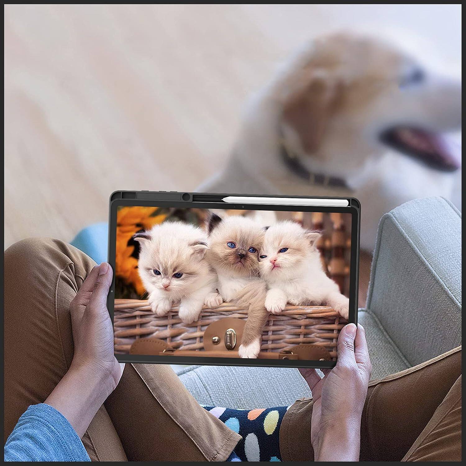 Alt View 4. Fintie - Hybrid Slim Clear Case for Samsung Galaxy Tab S8+ / S7+ / S7 FE 12.4 Inch, Shockproof Cover with Transparent Back Shell - Composition Book.
