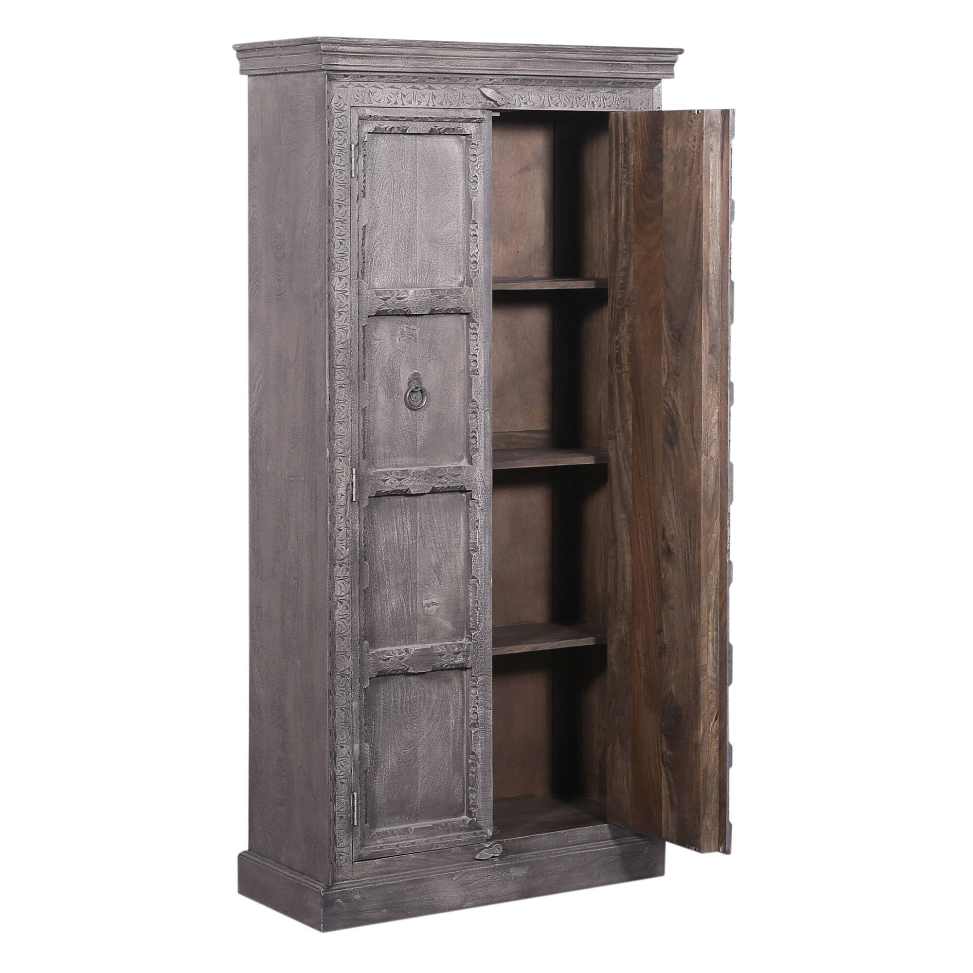 Alt View 2. Maven Lane - Maven Lane Mahala Handmade Heritage Wooden Cabinet in Grey Distressed Finish - Grey.