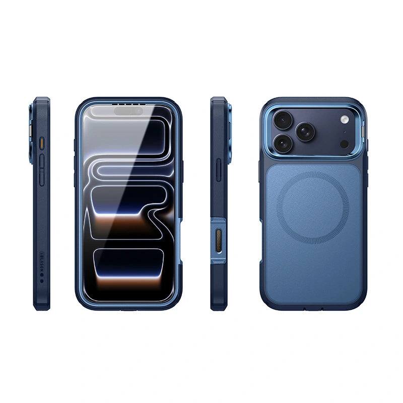 Back. i-Blason - i-Blason Ares Flip Case for iPhone 17 Pro – MagSafe, Kickstand, Screen Protector, Drop Protection - Azure.