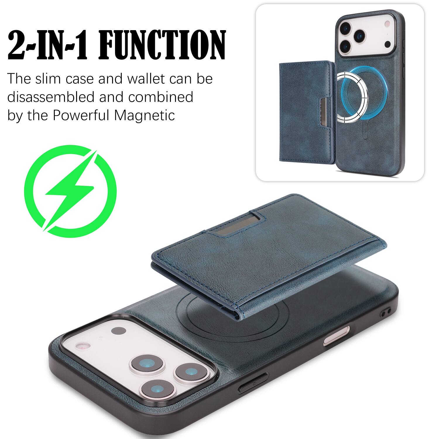 2-IN-1 FUNCTION

The slim case and wallet can be disassembled and combined by the Powerful Magnetic