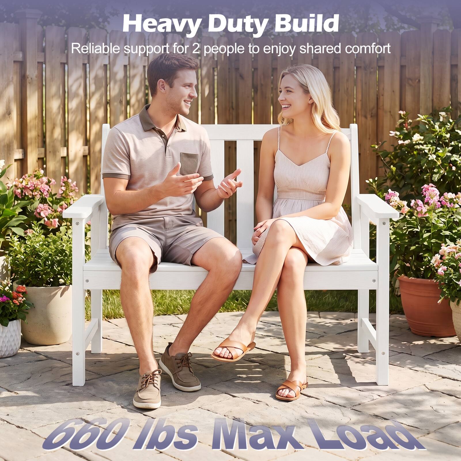 Heavy Duty Build  
Reliable support for 2 people to enjoy shared comfort  
660 lbs Max Load
