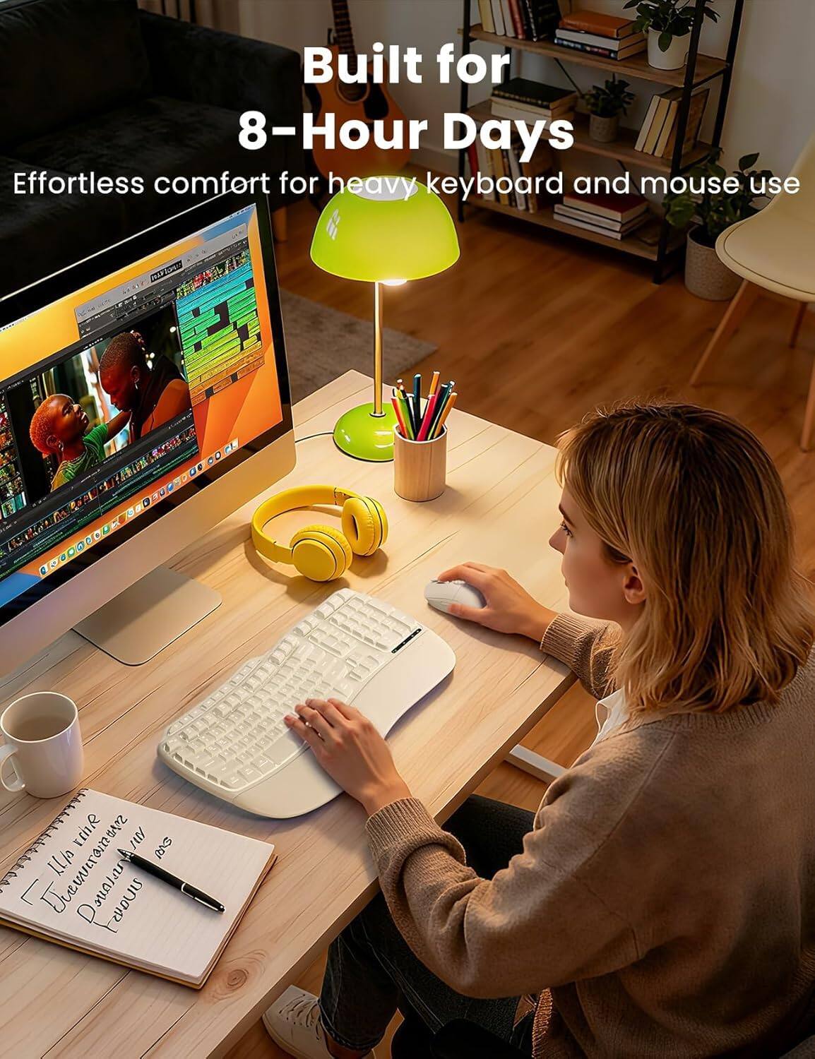 Built for 8-Hour Days  
Effortless comfort for heavy keyboard and mouse use