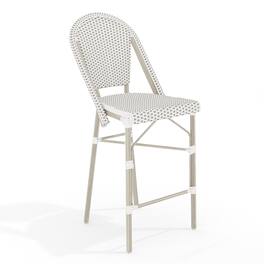 Martha Stewart - Lily Pond All-Weather Stackable Patio Bistro Counter Stool - Gray & White/Gray Frame