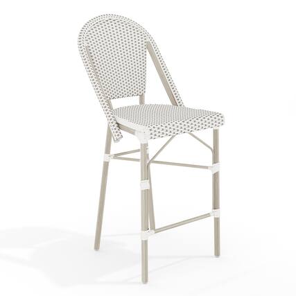 Front. Martha Stewart - Lily Pond All-Weather Stackable Patio Bistro Counter Stool - Gray & White/Gray Frame.