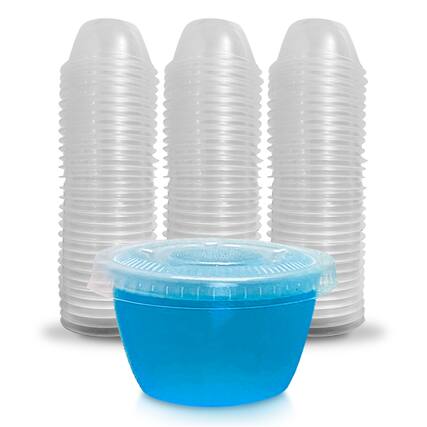 Front. Swooc Games - 105 Extra/Replacement Gelatin Shot Cups & Lids for Giant Tower Party Game – Clear Plastic & Leak Proof - Hidden Shots - Clear.