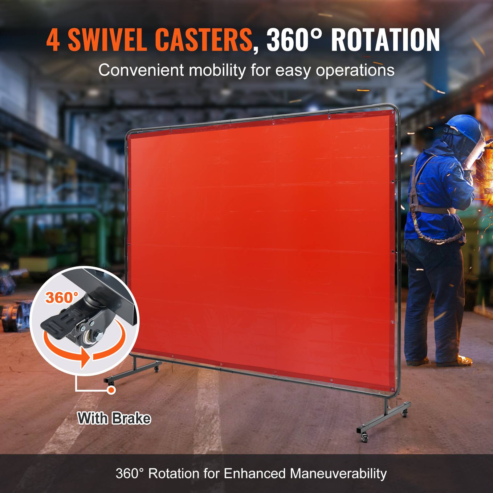 4 SWIVEL CASTERS, 360° ROTATION  
Convenient mobility for easy operations  
With Brake  
360° Rotation for Enhanced Maneuverability