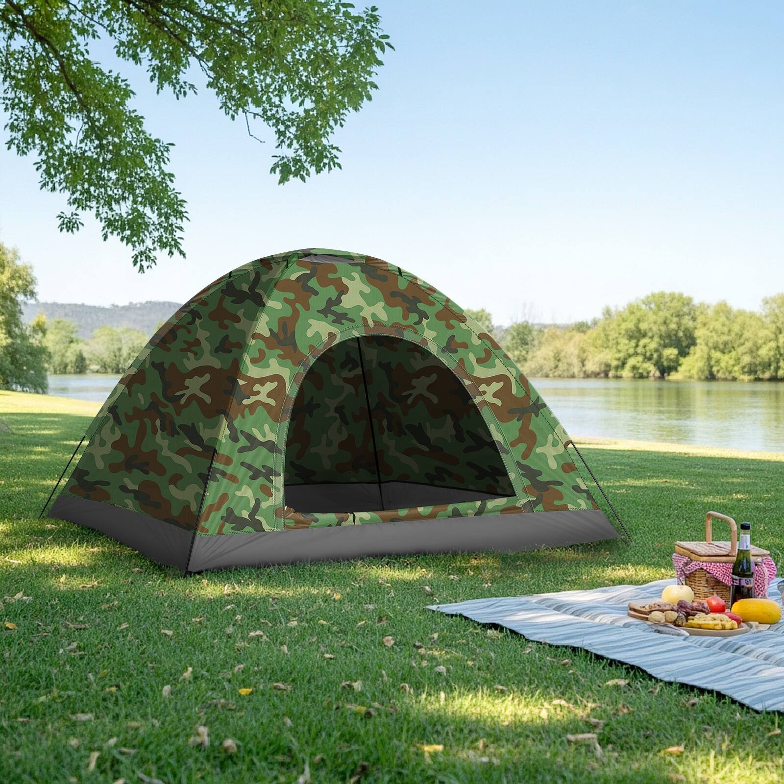 Alt View 5. Winado - Camping Tent, Portable Dome Tent 78*53in for 3-4 Person Waterproof for Outdoor Hiking Climbing Camping Backpacking - Camouflage.