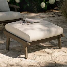 Saratoga Outdoor Teak Ottoman by Modway - Pebble