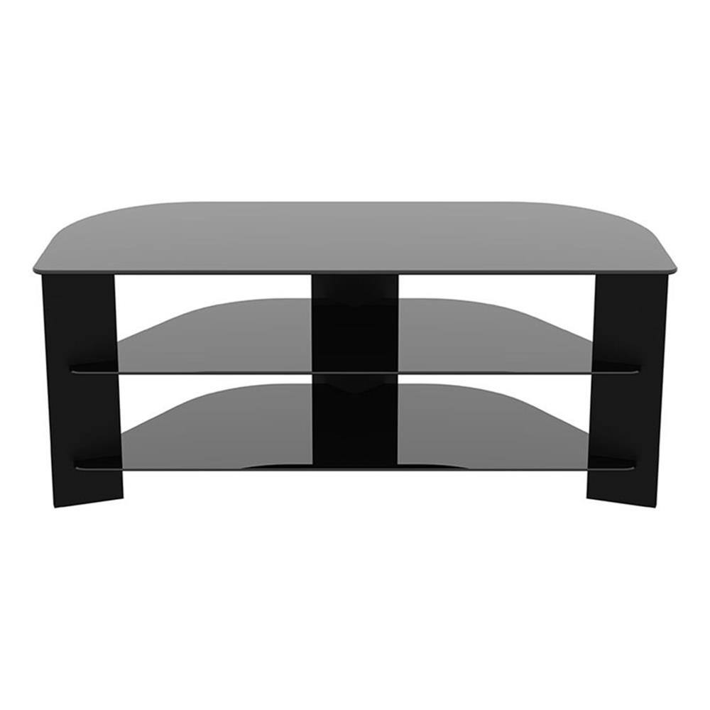 Front. AVF - Transitional Wood and Glass Vico TV Stand for TVs up to 55" - Black.