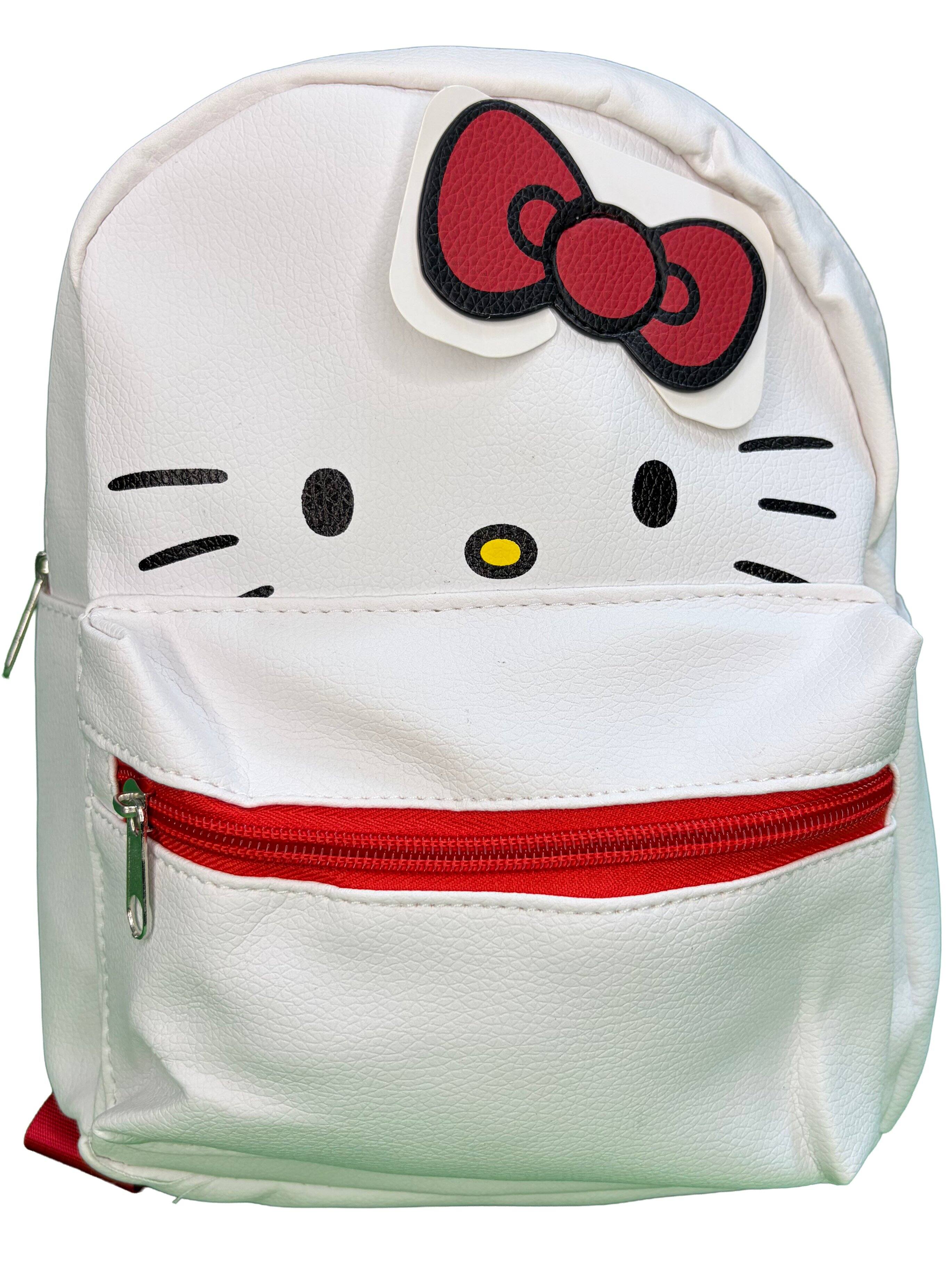 Alt View 1. UPD - Hello Kitty 10" White Faux Leather Mini Backpack with small Front Pocket - Multicolored.