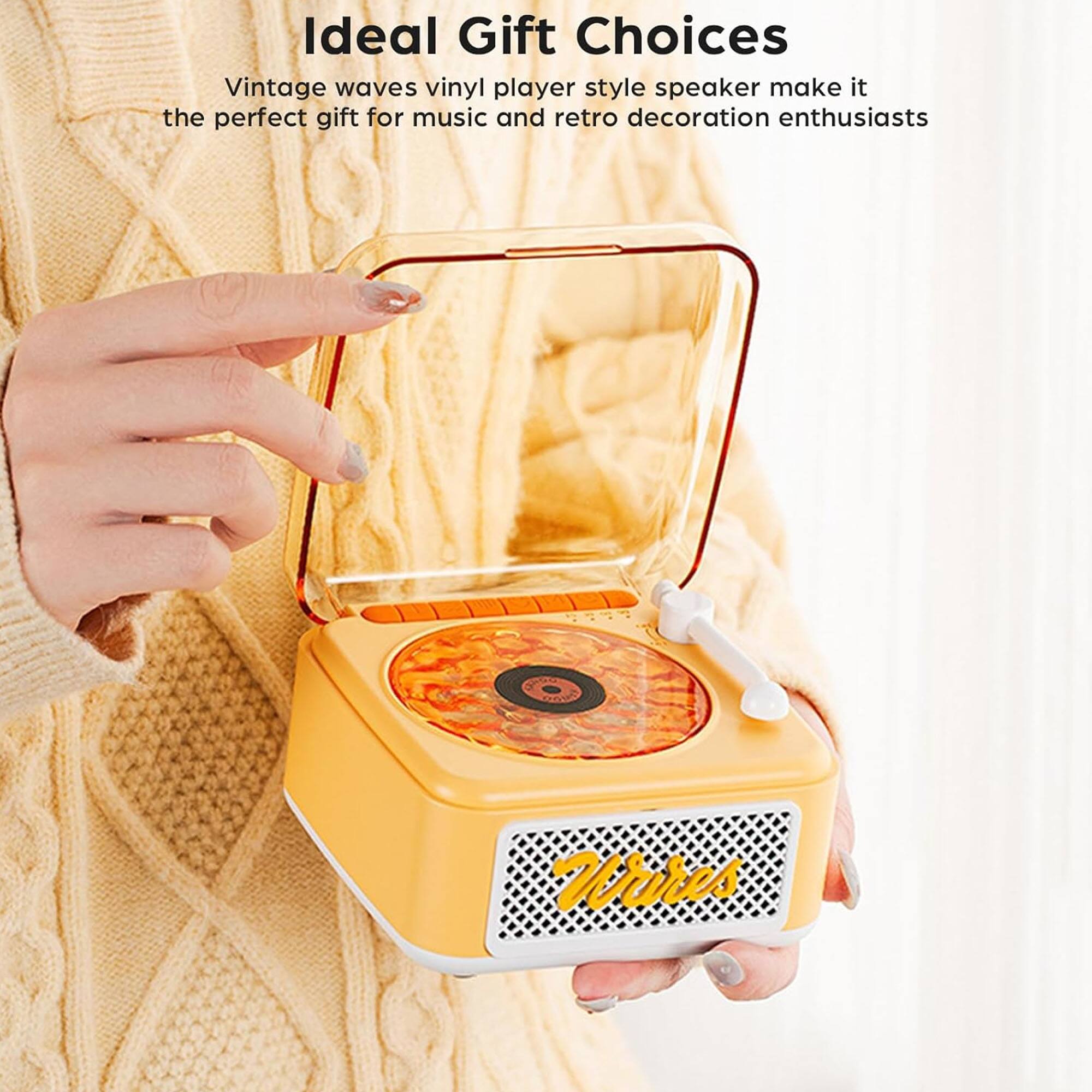 Ideal Gift Choices

Vintage waves vinyl player style speaker make it the perfect gift for music and retro decoration enthusiasts