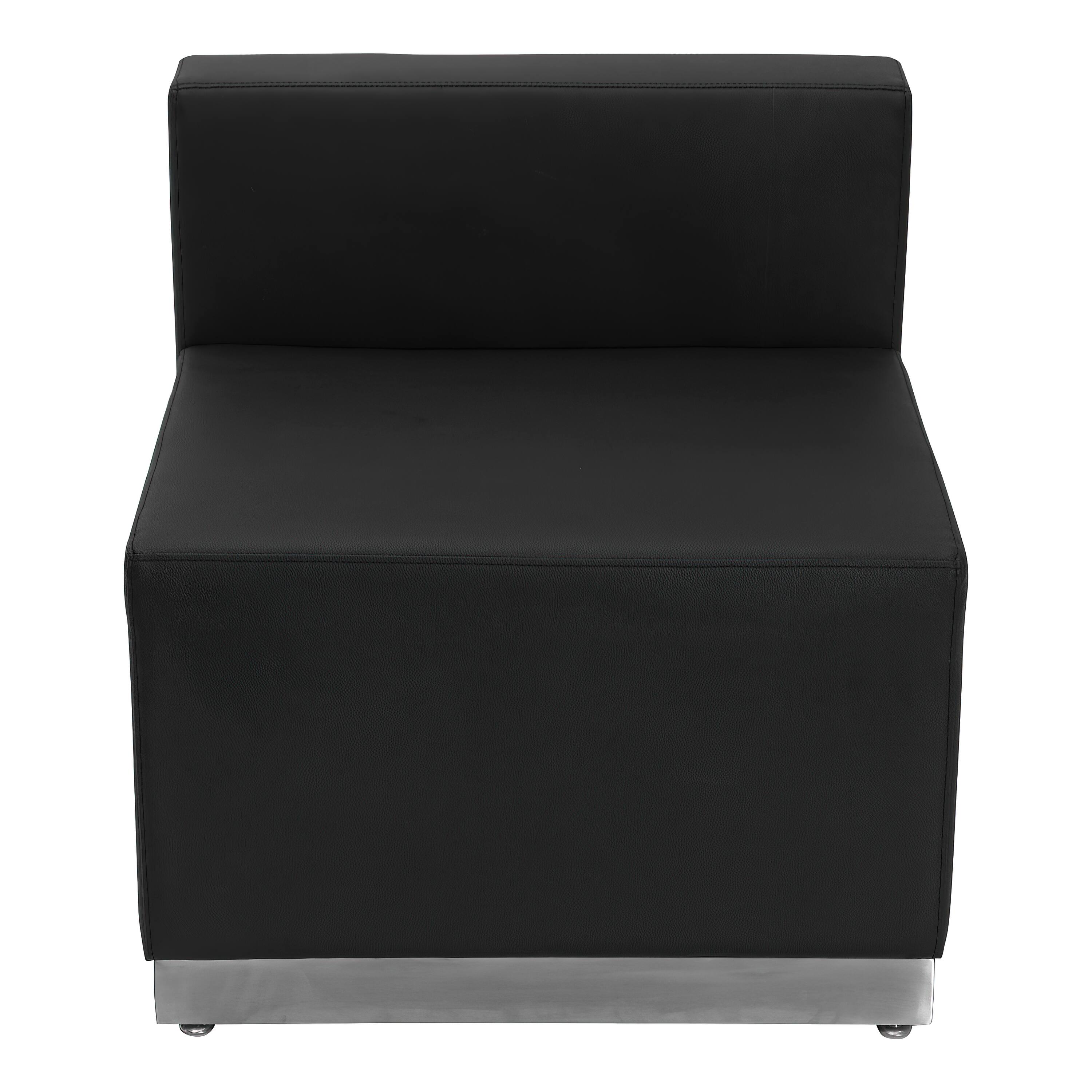 Alt View 2. Emma + Oliver - Modular Reception Chair with Brushed Stainless Steel Base - Black.