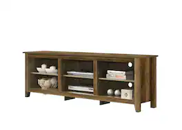 Spaco - TV Stand for 70" TVs, Media Console with Open Shelves, Cable Management, Adjustable Storage, for Living Room - Oak
