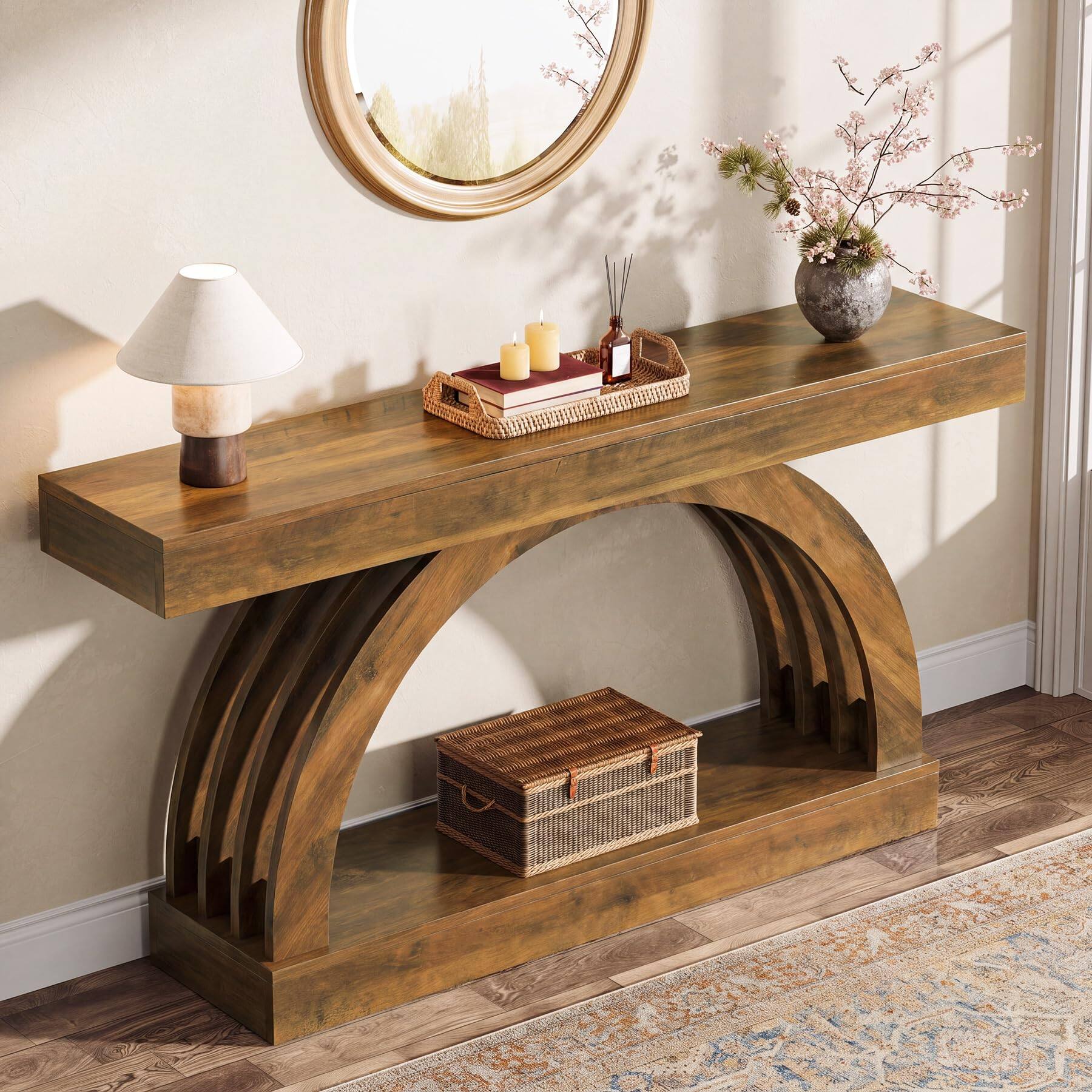 Alt View 1. Tribesigns - 63-Inch Entryway Table - Dark Brown.