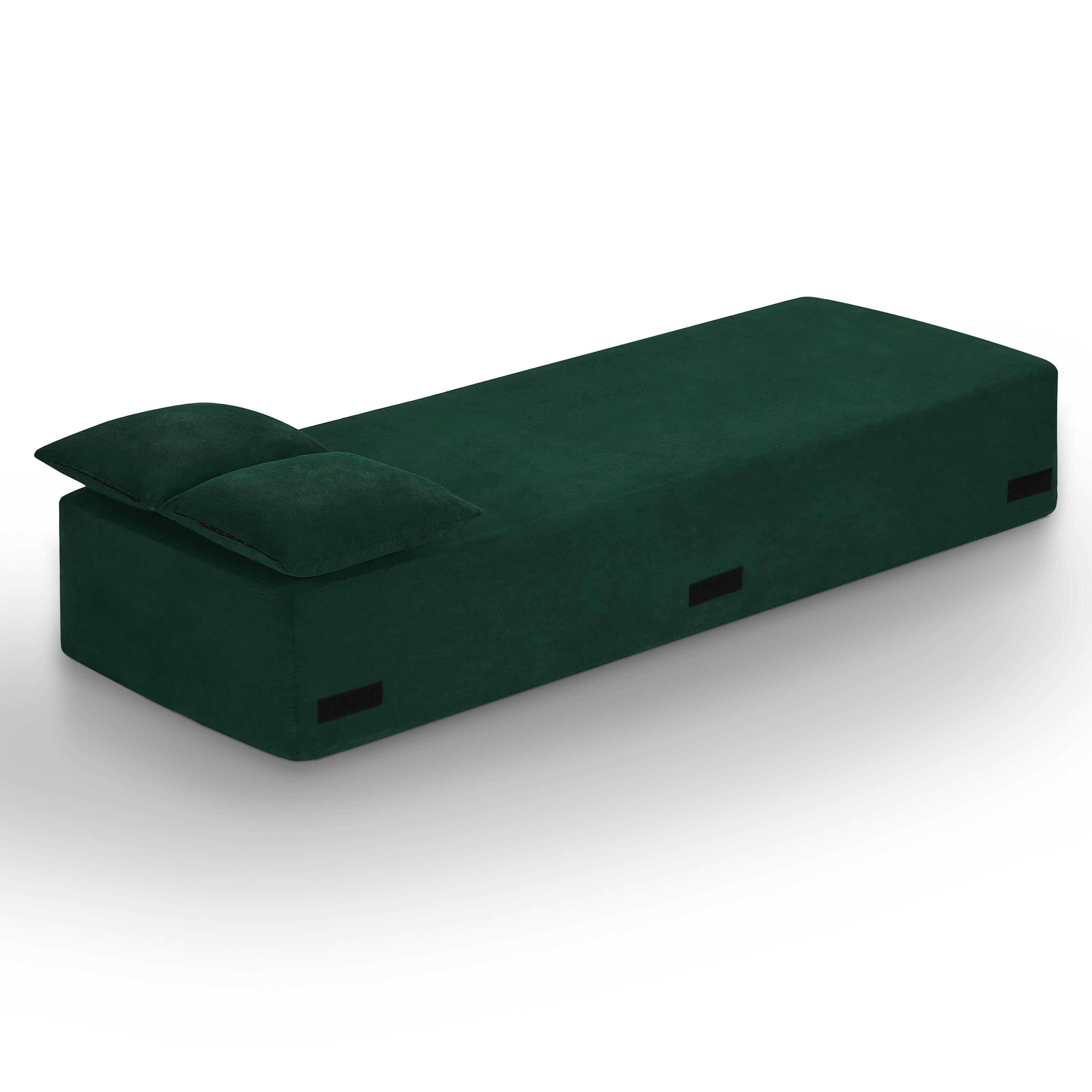 Back. Loheer - Loheer 3 Seater Boneless Couch Modern Frameless Sofa No Assembly Apartment Couch 83 Inch - Green.